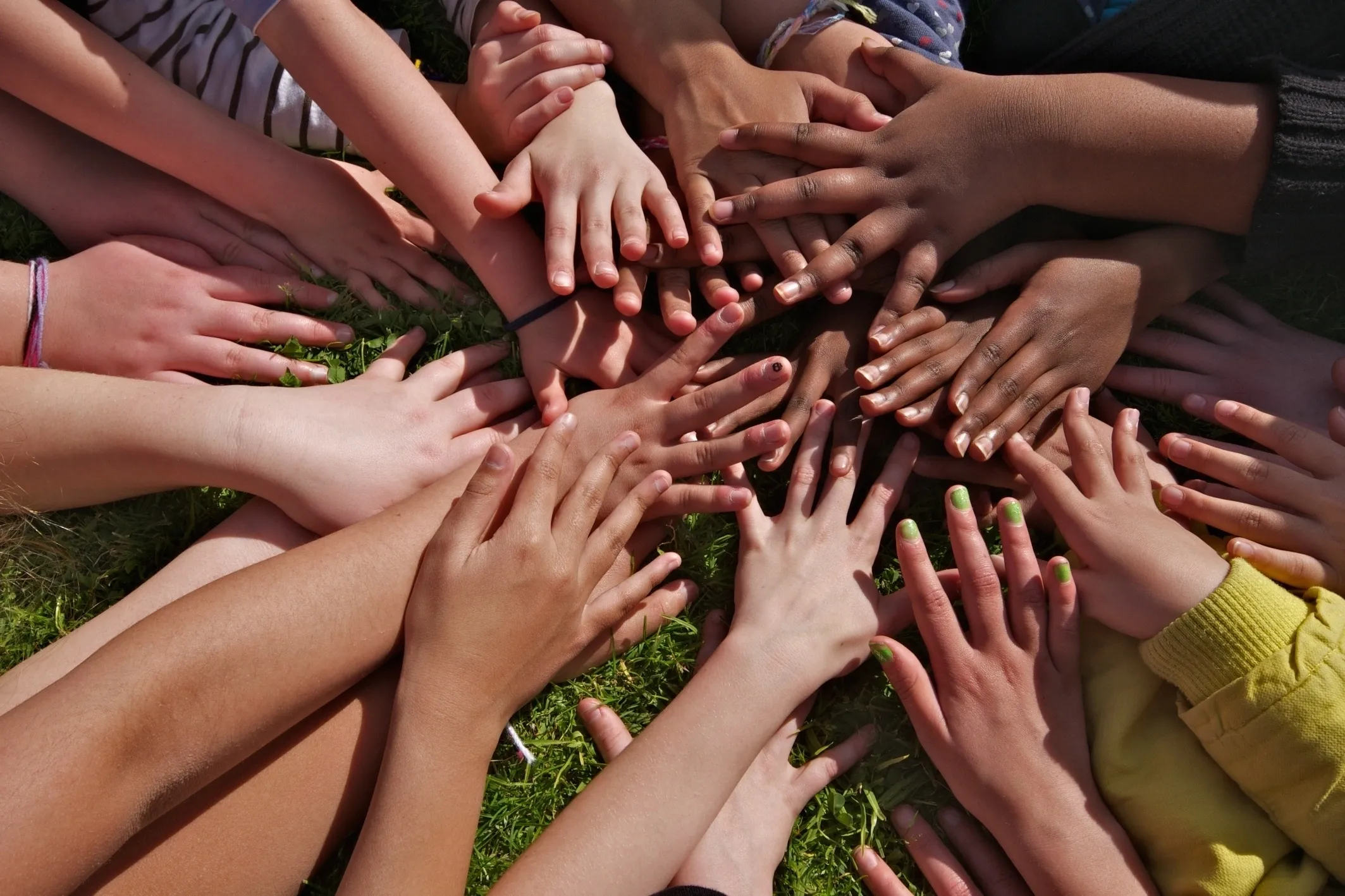 Children and volunteers working together